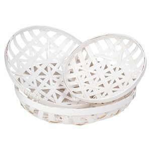 Northlight Set of 3 Snow White Lattice Tobacco Table Top Baskets - 17"x17"x5"-A2ZHOME