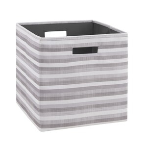 Linon Home Décor Products Reynosa Storage Bin Grey Stripe 2pk - 14"x14"x3" (6/CASE)-A2ZHOME