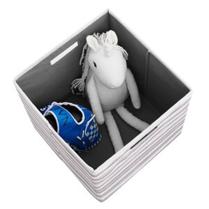 Linon Home Décor Products Reynosa Storage Bin Grey Stripe 2pk - 14"x14"x3" (6/CASE)-A2ZHOME