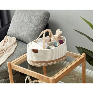 DECOMOMO Diaper Caddy Organizer with Removable Divider - Spiral Beige & White (11"x13"x6")(6/CASE)-A2ZHOME