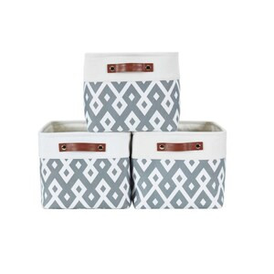 DECOMOMO Large Foldable Storage Bin with Handles - Diamond (12"x16"x4") - Set of 3-A2ZHOME