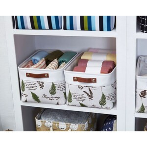 DECOMOMO Large Foldable Storage Bin with Handles - Green Tree (12"x16"x4") - Set of 3-A2ZHOME