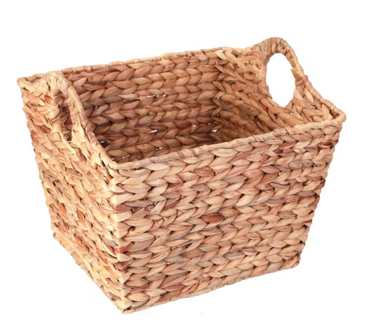Vintiquewise Water Hyacinth Rectangular Wicker Storage Baskets with Cutout Handles, Large (19"x20"x14")(6/CASE)-A2ZHOME