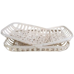 Northlight Set of 3 White Rectangular Lattice Tobacco Table Top Baskets - 20"x25"x5" - (Case of 6)-A2ZHOME