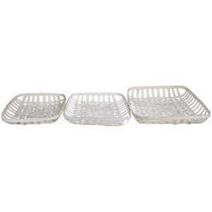Northlight Set of 3 White Rectangular Lattice Tobacco Table Top Baskets - 20"x25"x5" - (Case of 6)-A2ZHOME