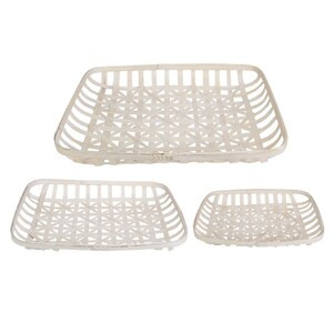Northlight Set of 3 White Rectangular Lattice Tobacco Table Top Baskets - 20"x25"x5" - (Case of 6)-A2ZHOME