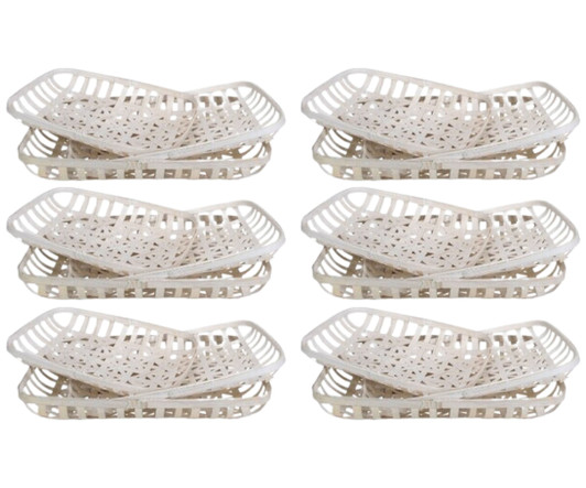 Northlight Set of 3 White Rectangular Lattice Tobacco Table Top Baskets - 20"x25"x5" - (Case of 6)-A2ZHOME