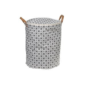 IH Casa Decor Round Fabric Hamper with Zipper Lid - Checkered Tiles (Case of 6) - 16"x16"x20"-A2ZHOME