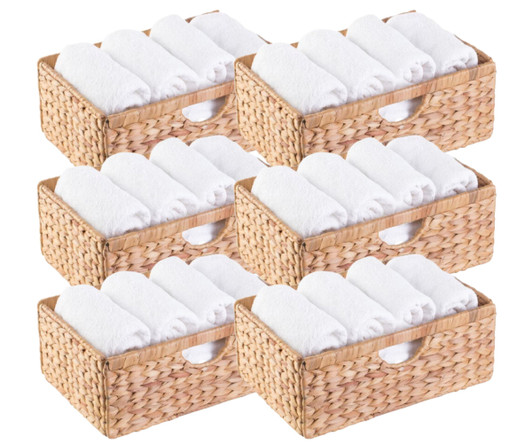 Vintiquewise Set of 3 Small Water Hyacinth Storage Bins - 13"x24"x11" - Foldable, Natural, and Stylish Organization (6/CASE)-A2ZHOME