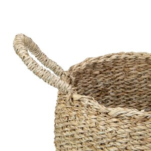 Northlight Set of 3 Round Natural Beige Seagrass Table and Floor Baskets - 15"x15"x11"-A2ZHOME