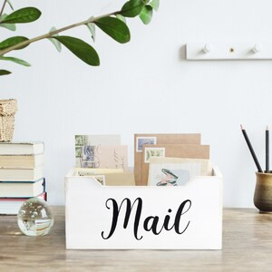 Elegant Designs 11.5 Inch White Wash Rustic Wooden Tabletop Script Word "Mail" Organizer Box, Letter Holder (Case of 6) - 7"x7"x13"-A2ZHOME