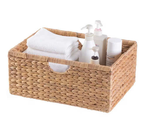 Vintiquewise Foldable Natural Water Hyacinth Storage Bin - Medium (Case of 6) - 24"x36"x3"-A2ZHOME