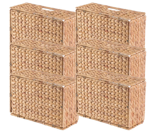 Vintiquewise Foldable Natural Water Hyacinth Storage Bin - Small (Case of 6) - 15"W x 10"D x 6"H-A2ZHOME