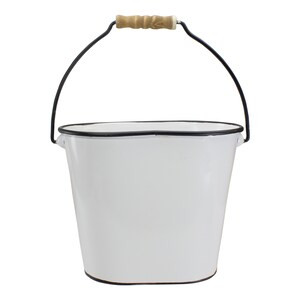 Northlight 10.5" "Farmer's Market" Lemon's Metal Bucket with Handle - White and Black (Case of 6) - 7"x11"x9"-A2ZHOME