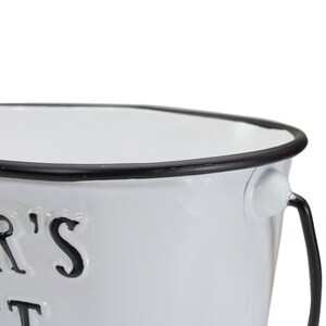 Northlight 10.5" "Farmer's Market" Lemon's Metal Bucket with Handle - White and Black (Case of 6) - 7"x11"x9"-A2ZHOME