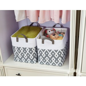 DECOMOMO 42L Foldable Storage Bins with Handles - Diamond Grey (Set of 3) - 14"x18"x4"-A2ZHOME