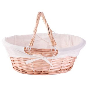 Vintiquewise Oval Willow Basket with Double Drop Down Handles - 14"x11"x9" (Case of 6)-A2ZHOME