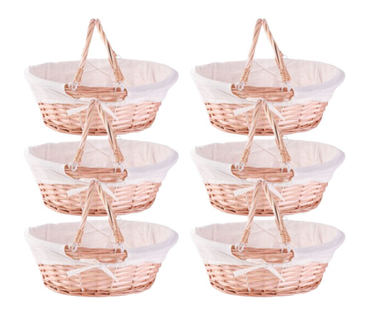 Vintiquewise Oval Willow Basket with Double Drop Down Handles - 14"x11"x9" (Case of 6)-A2ZHOME