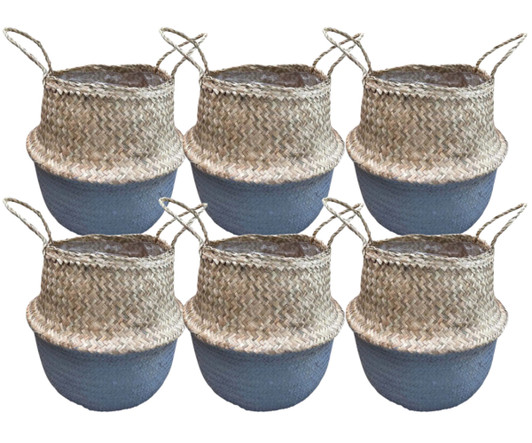 Karmin Industries Grey Big Belly Seagrass Basket - 16"x16"x2" (Case of 6)-A2ZHOME