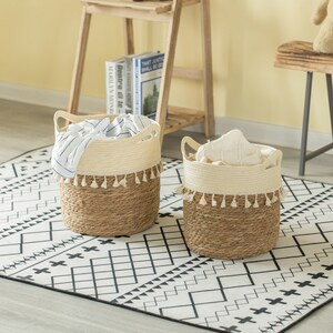 Vintiquewise Round Storage Basket Set of 2 with Woven Handles - Ideal for Playroom, Bedroom, and Living Room - 19"x13"x14" (Case of 6)-A2ZHOME
