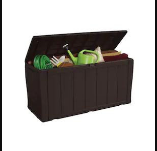 Keter Marvel 10.6 cu.ft. 71 Gal Resin Patio Outdoor Garden Storage Deck Box/Bench-A2ZHOME