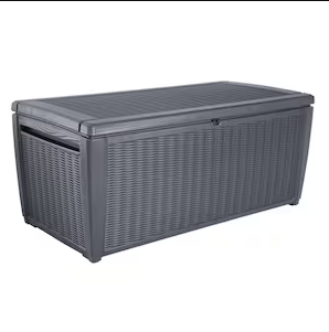 Keter Sumatra 18 cu.ft. 135 Gal Weather Resistant Resin Patio Outdoor Storage Lockable Garden Deck Box/Bench-A2ZHOME