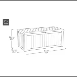 Keter Westwood Resin Deck Storage Box/2 Person Seating Bench/Outdoor Patio Garden Furniture - 150 Gallon/570 Liter Capacity-A2ZHOME