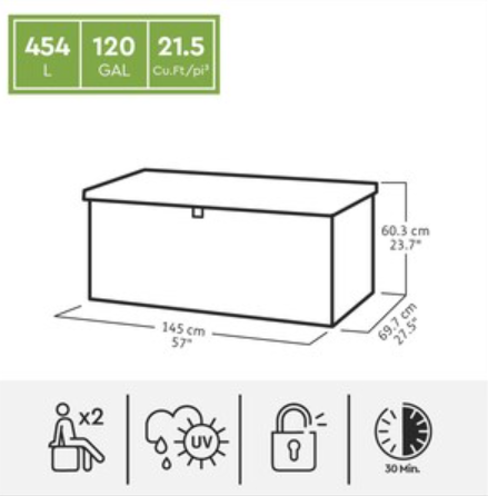 Keter Brushwood 21.5 cu.ft. 120 Gal Weather Resistant Resin Patio Outdoor Storage Lockable Deck Box/Bench-A2ZHOME