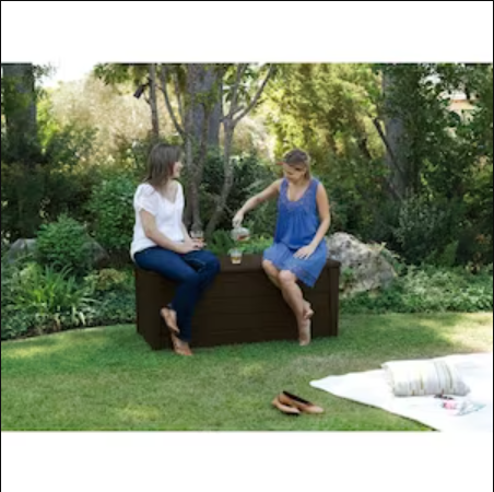 Keter Brightwood 21.5 cu.ft. 120 Gal Weather Resistant Resin Patio/Outdoor Storage Lockable Deck Box Bench-A2ZHOME