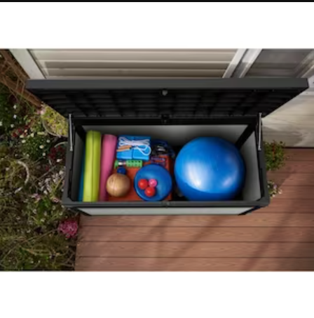 Keter Denali 27.2 cu.ft. 150 Gal Weather Resistant Resin Patio/Outdoor Storage Lockable Garden Deck Box/Bench-A2ZHOME