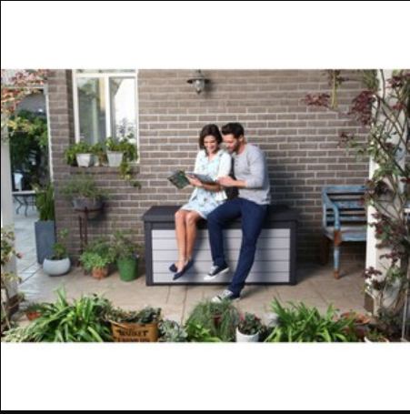 Keter Denali 27.2 cu.ft. 150 Gal Weather Resistant Resin Patio/Outdoor Storage Lockable Garden Deck Box/Bench-A2ZHOME