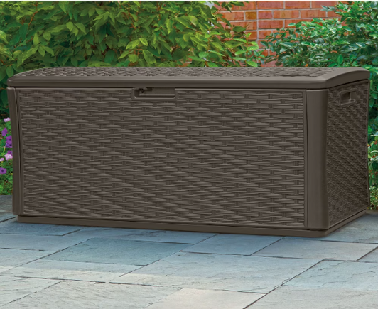 Suncast 17.9 cu. ft. Blow-Molded Resin Wicker Deck Box-A2ZHOME