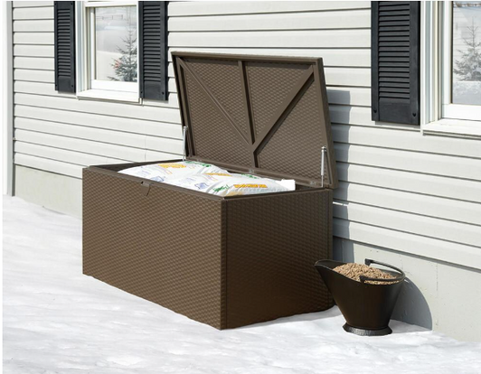 Spacemaker 4 ft. D x 2 ft. W x 2 ft. H 509L A2ZHOME Steel Spacemaker Deck Box in Espresso with Corrugated Floor and Pneumatic Lift-A2ZHOME