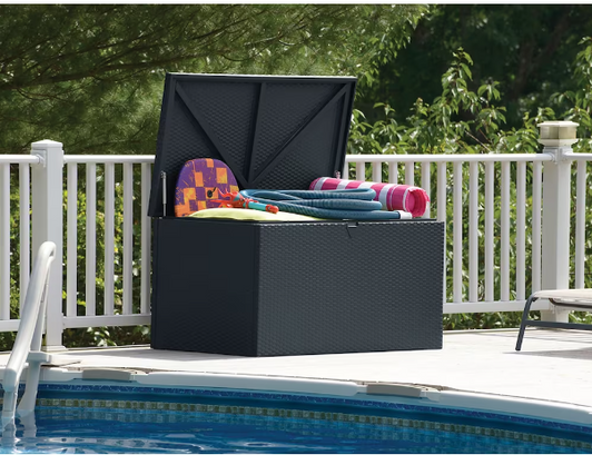 Spacemaker 4 ft. D x 2 ft. W x 2 ft. H 134 A2ZHOME Steel Spacemaker Deck Box in Anthracite with Corrugated Floor and Pneumatic Lift-A2ZHOME