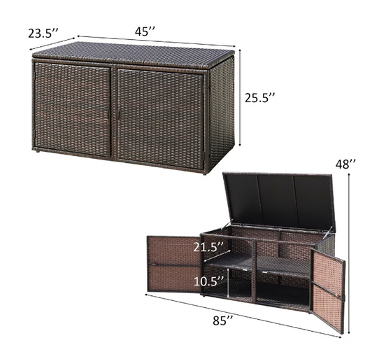 Costway 88 Gallon Garden Patio Rattan Storage Container Box in Brown - Stylish Outdoor Storage Solution-A2ZHOME