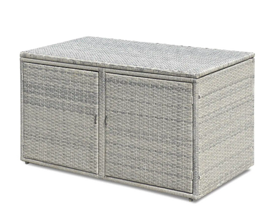 Costway 88 Gallon Garden Patio Rattan Storage Container Box with Shelving - Outdoor Organization-A2ZHOME