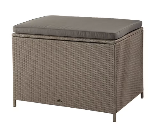 Patioflare Ferrara 10.6 cu. ft. Wicker Deck Box - Ash Brown with Dark Grey Cushion - Outdoor Storage Solution-A2ZHOME