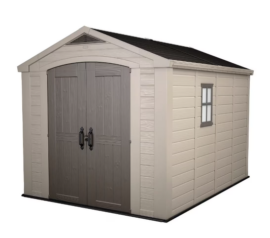 Keter Factor 8 ft. x 11 ft. Resin Outdoor Storage Shed - Weather Resistant and Lockable-A2ZHOME