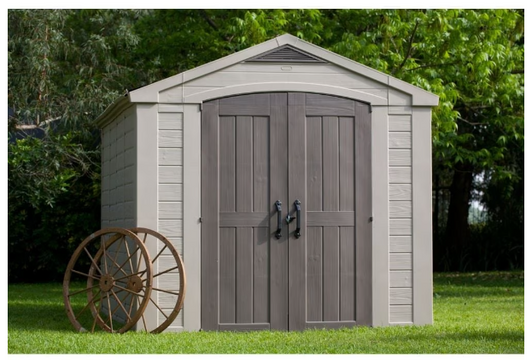 Keter Factor 8 ft. x 11 ft. Resin Outdoor Storage Shed - Weather Resistant and Lockable-A2ZHOME