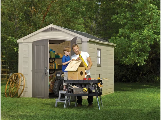 Keter Factor 8 ft. x 11 ft. Resin Outdoor Storage Shed - Weather Resistant and Lockable-A2ZHOME