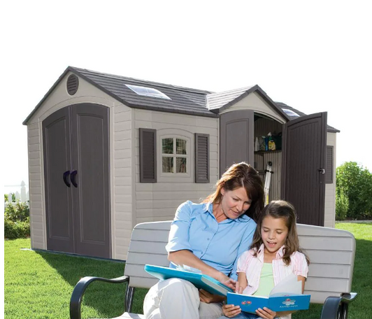 Lifetime 15 Ft. x 8 Ft. Dual Entry Outdoor Storage Shed - Spacious and Durable-A2ZHOME