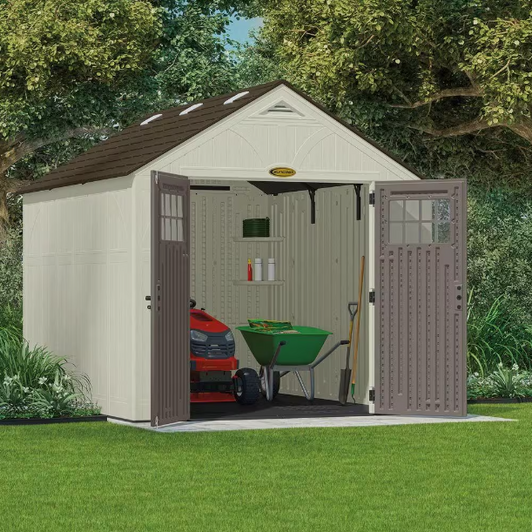 Suncast Tremont 8 ft. x 10 ft. Double-Wall Resin Shed - Durable Outdoor Storage Solution-A2ZHOME