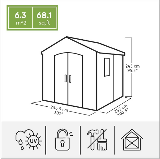 Keter Factor 8 ft. x 8 ft. Resin Outdoor Storage Shed - Weather-Resistant Garden Storage Solution-A2ZHOME