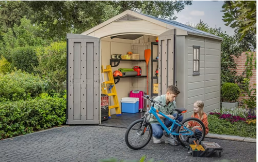 Keter Factor 8 ft. x 8 ft. Resin Outdoor Storage Shed - Weather-Resistant Garden Storage Solution-A2ZHOME