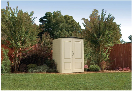 Rubbermaid 106 cu.ft. Weather-Resistant Vertical Resin Garden/Outdoor Storage Shed-A2ZHOME