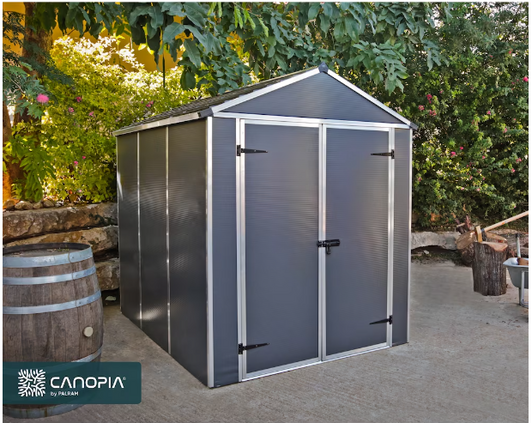 Canopia by Palram Rubicon 6 ft. x 8 ft. Dark Gray Garden Storage Shed-A2ZHOME