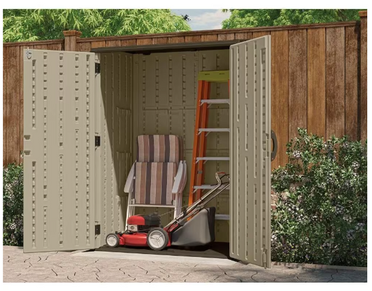 Suncast 54 cu. ft. Vertical Storage Shed for Outdoor Organization-A2ZHOME
