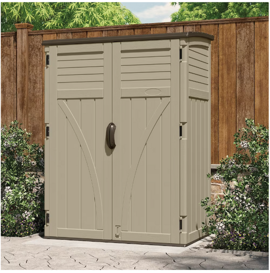Suncast 54 cu. ft. Vertical Storage Shed for Outdoor Organization-A2ZHOME