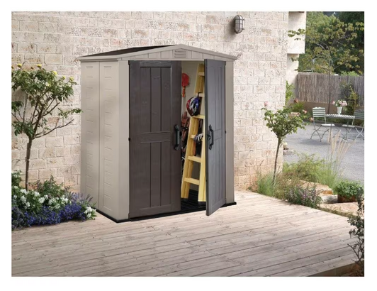 Keter Factor 6 ft. x 3 ft. Resin Outdoor Storage Shed - Weather Resistant Garden Shed-A2ZHOME