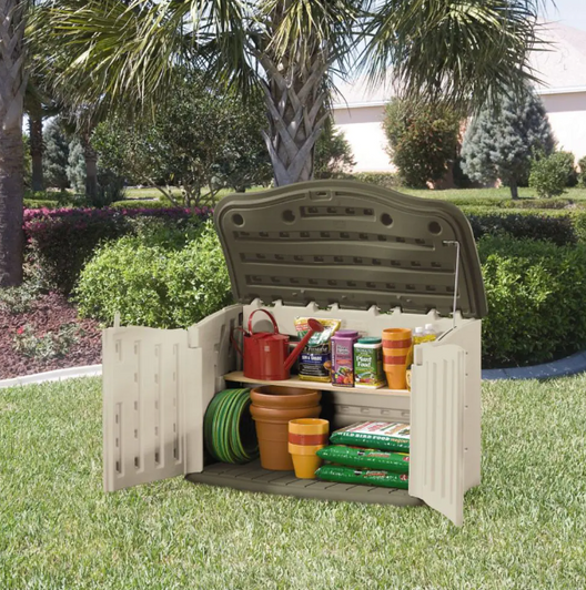 Rubbermaid 18 cu.ft. Small Weather Resistant Horizontal Resin Outdoor Storage Shed - Compact and Durable Storage Solution-A2ZHOME